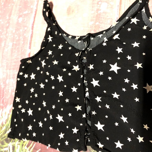 Forever 21 Star Print Black Crop Top - Picture 6 of 6